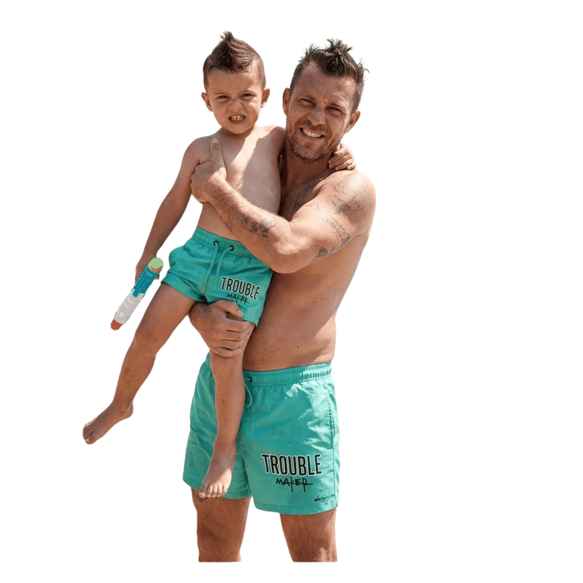 Short de bain - Vert Aqua Néon «Trouble Maker»
