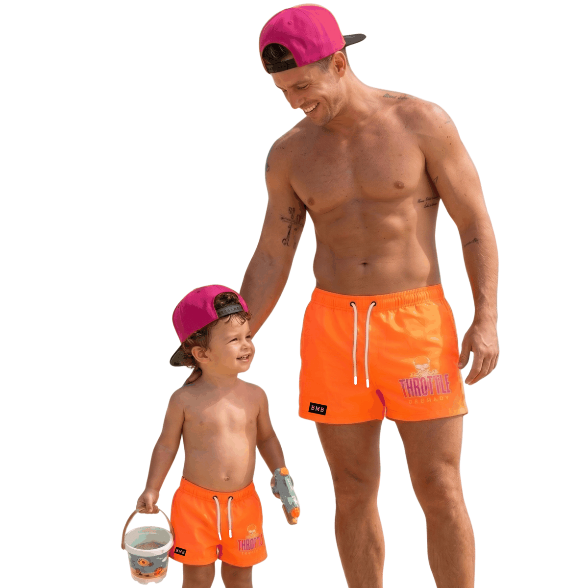 Short de bain - Orange Néon «Throttle Therapy»