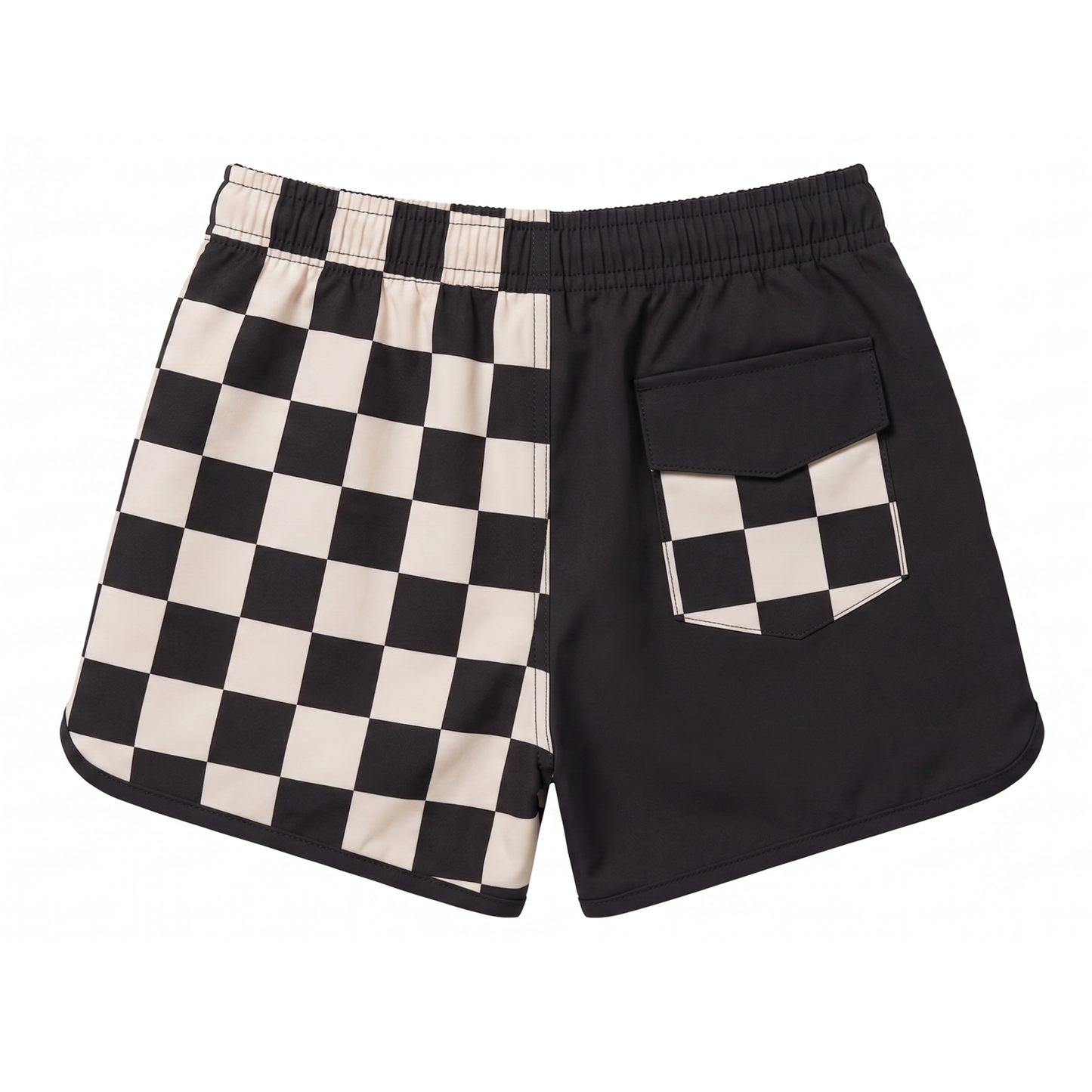 Short de bain - Checkerboard Beige & Noir / Smiley Flames