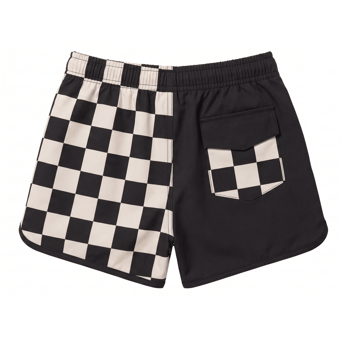 Short de bain - Checkerboard Beige & Noir / Smiley Flames