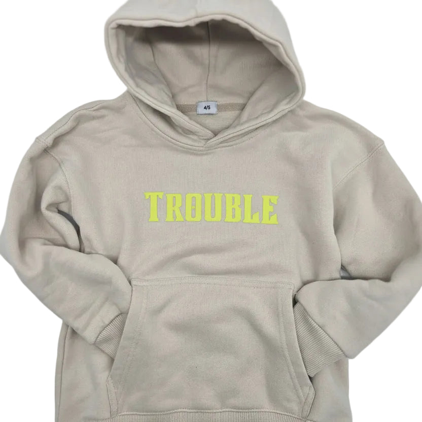 Vêtements petit garçon - Hoodie TROUBLE beige oversized
