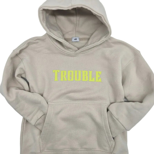 Vêtements petit garçon - Hoodie TROUBLE beige oversized
