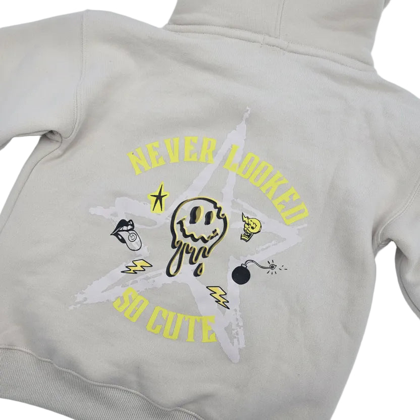 Vêtements petit garçon - Hoodie TROUBLE beige oversized