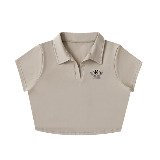 V-Neck Lapel Crop Top