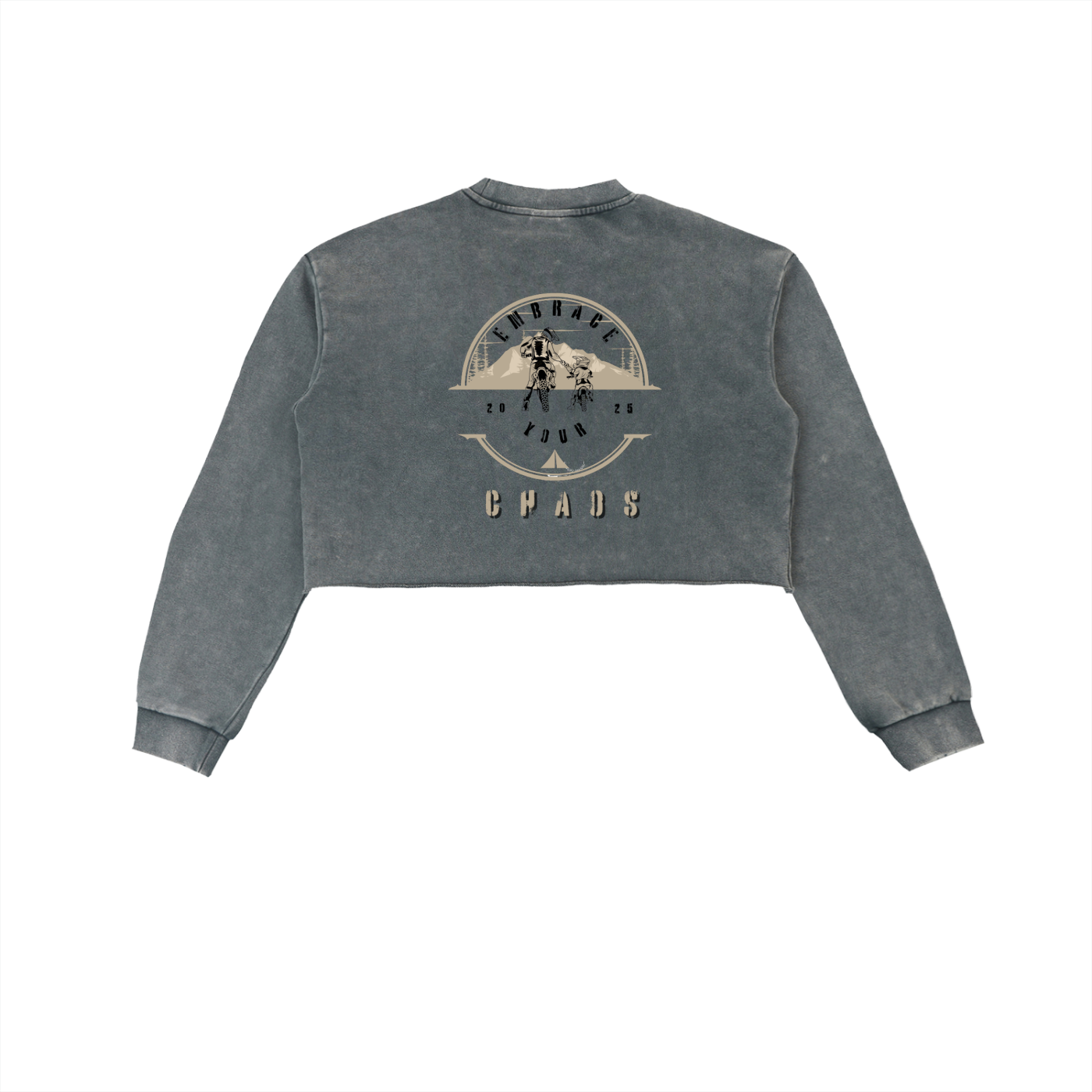 WOMEN - Snow Washed Raw Edge Cropped Sweatshirt