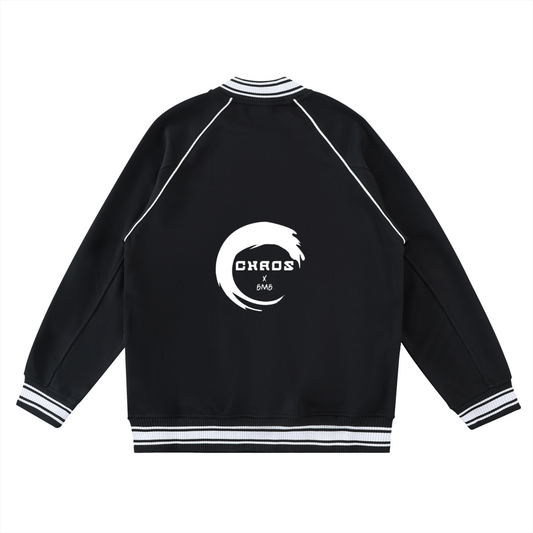 Contrast Trim Raglan Varsity Jacket
