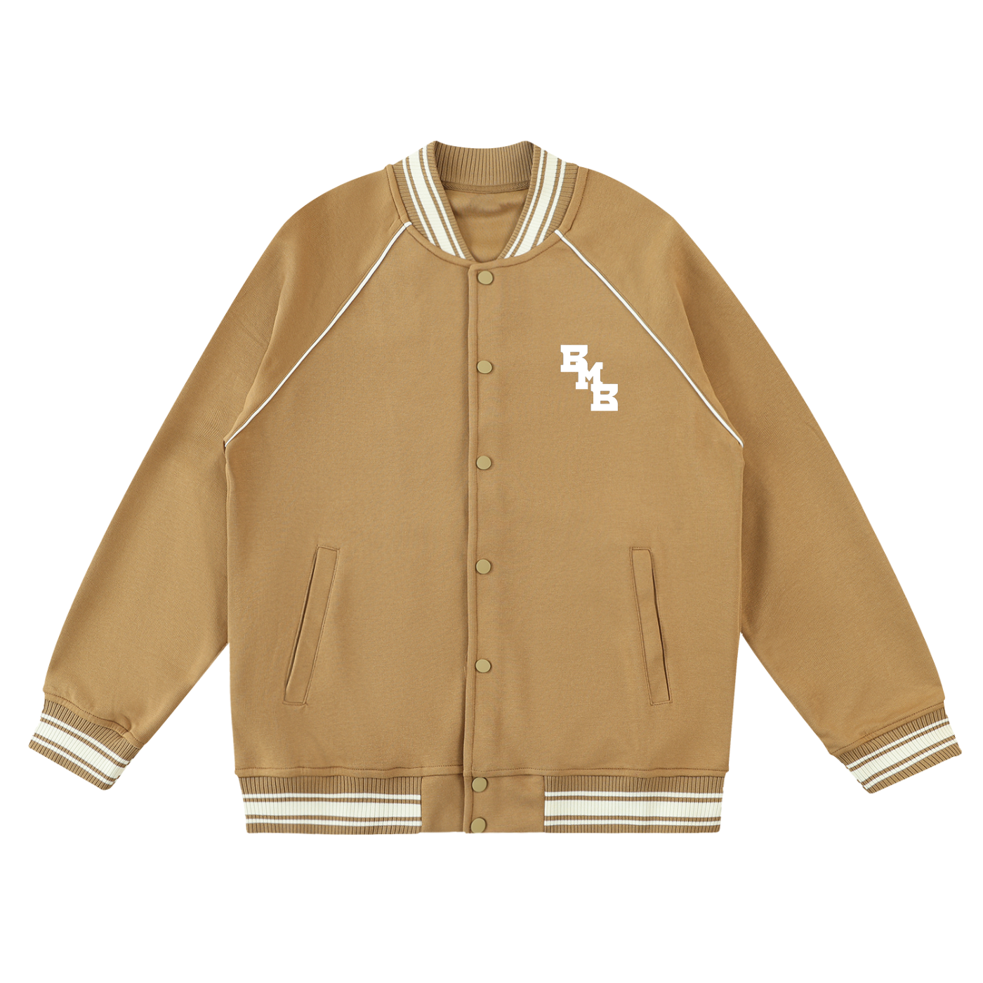 Contrast Trim Raglan Varsity Jacket