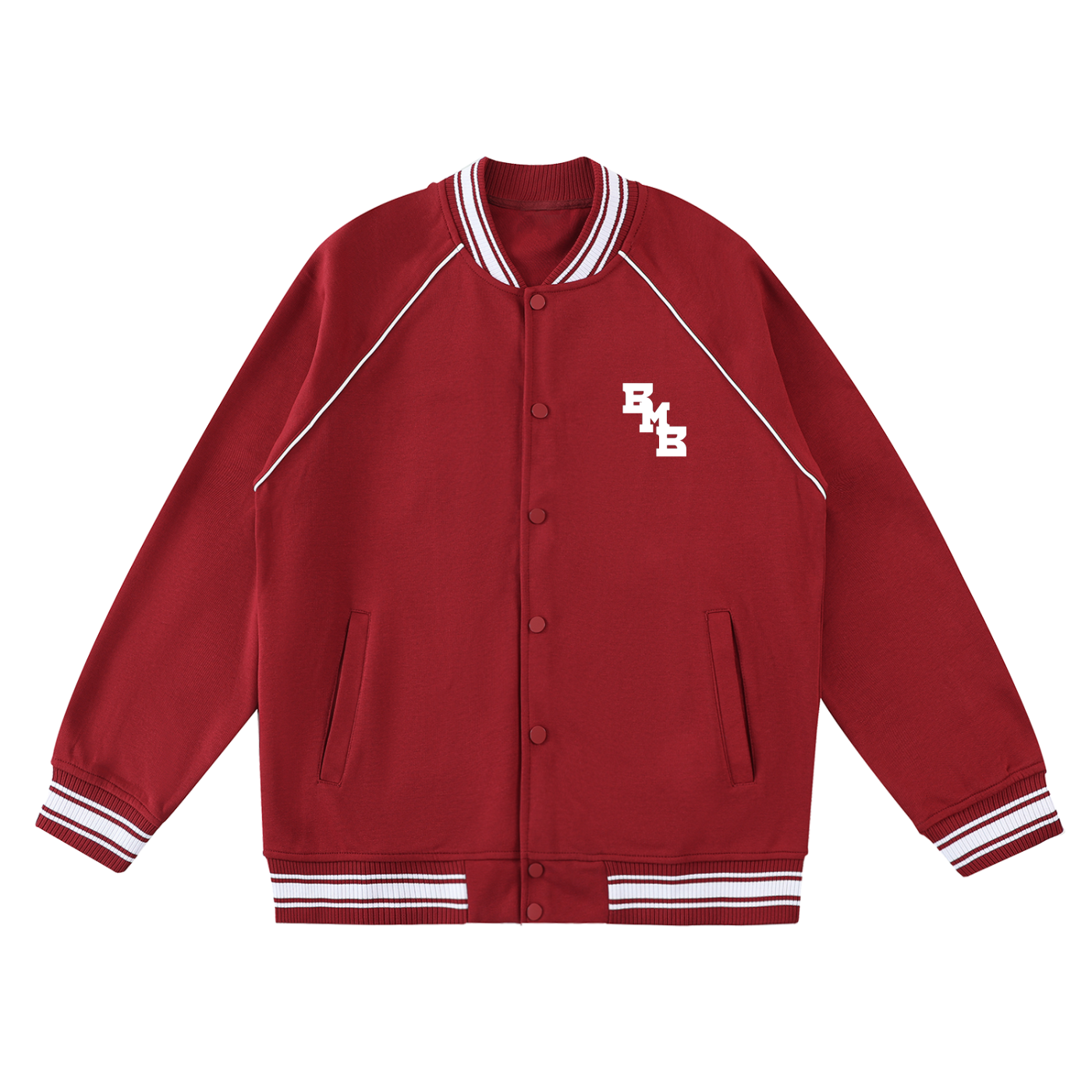 Contrast Trim Raglan Varsity Jacket
