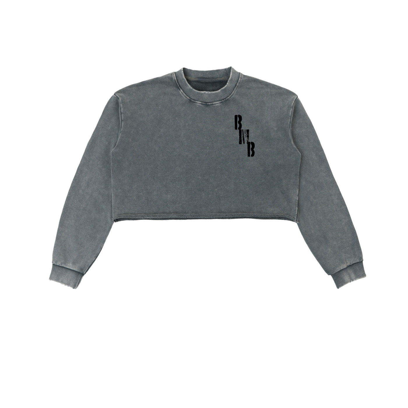 WOMEN - Snow Washed Raw Edge Cropped Sweatshirt