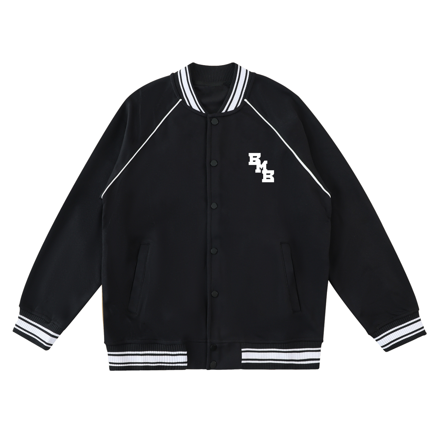 Contrast Trim Raglan Varsity Jacket