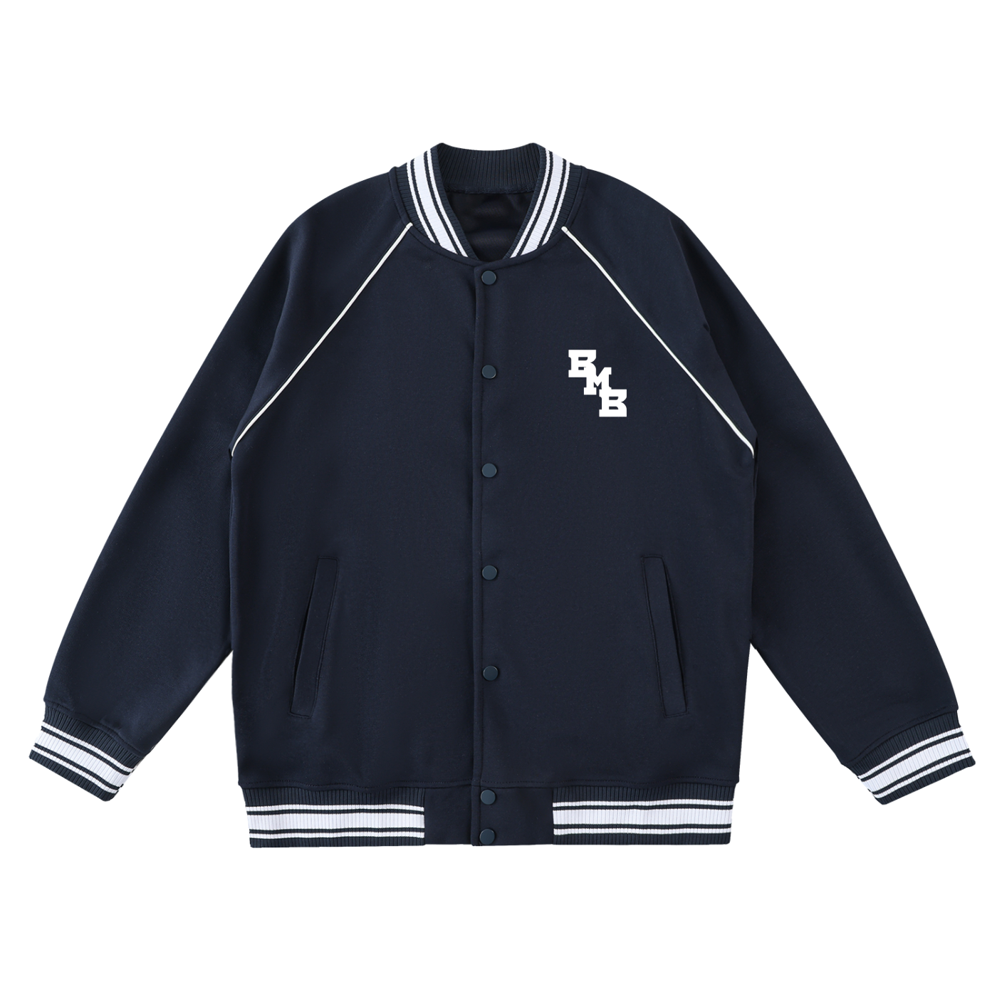 Contrast Trim Raglan Varsity Jacket