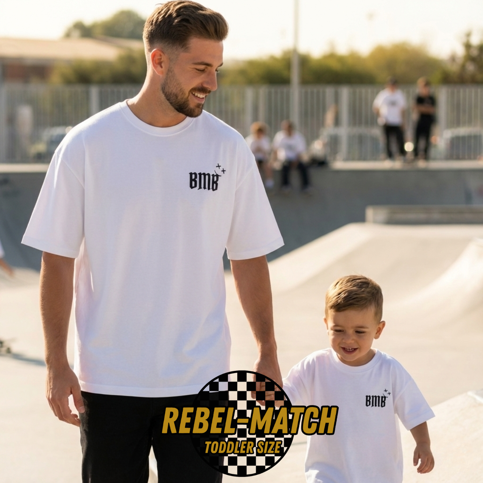 dad and son matching family outfit oversized chaos tee