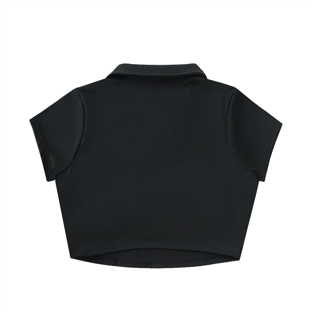 WOMEN - V-Neck Crop Top in black : CASANOVA
