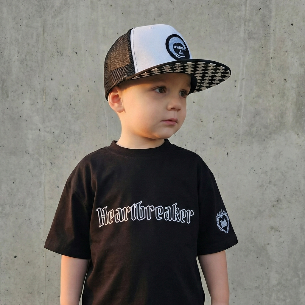 matching snapback trucker chekerboard pattern