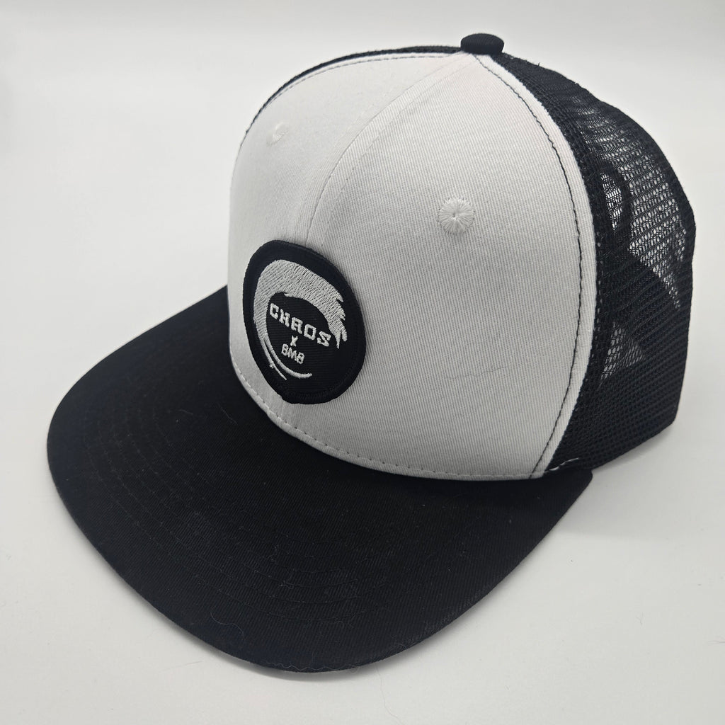 matching snapback cap trucker side view