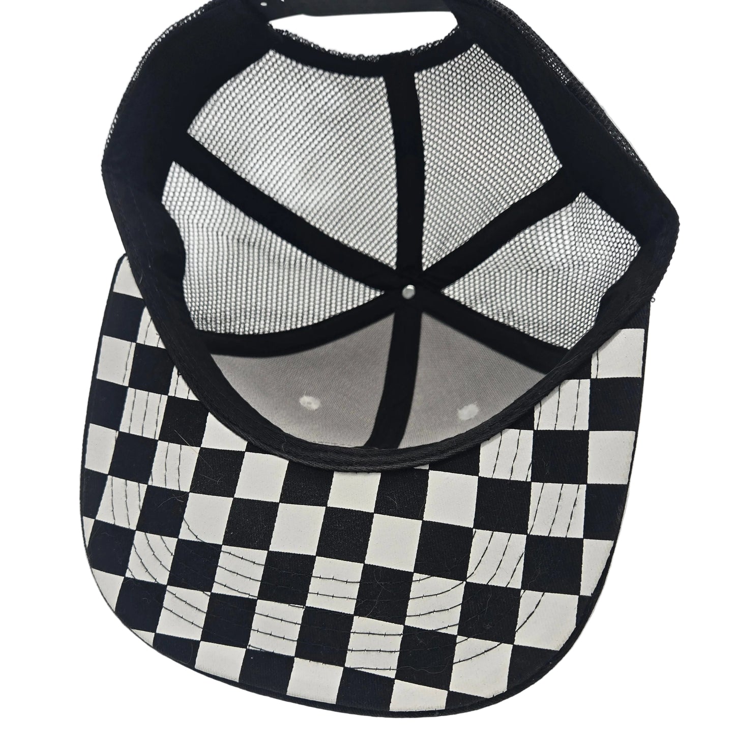 matching snapback cap black chekerboard pattern