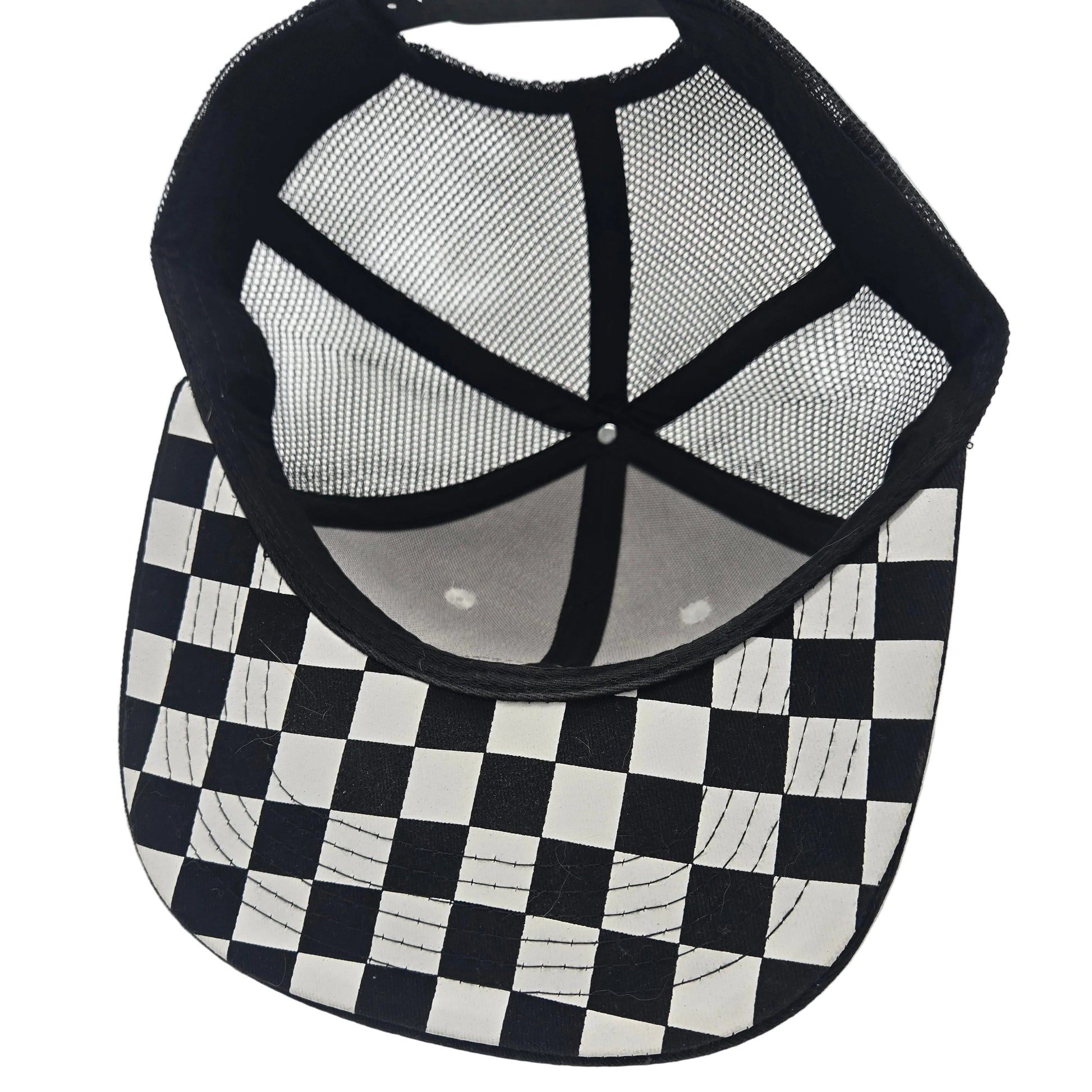 matching snapback cap black chekerboard pattern