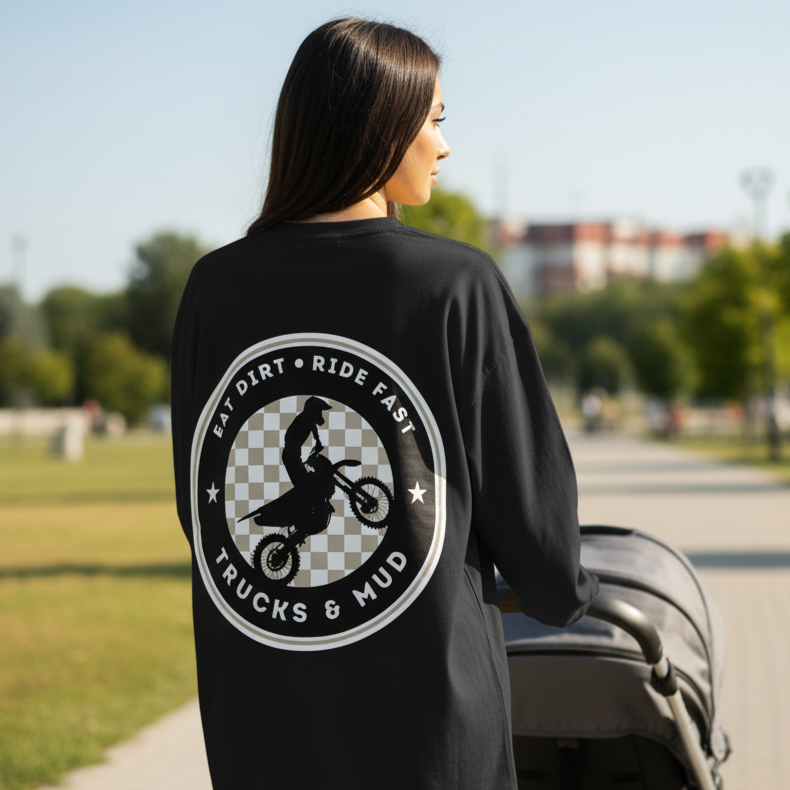 matching mom and dad longsleeve tee motocross
