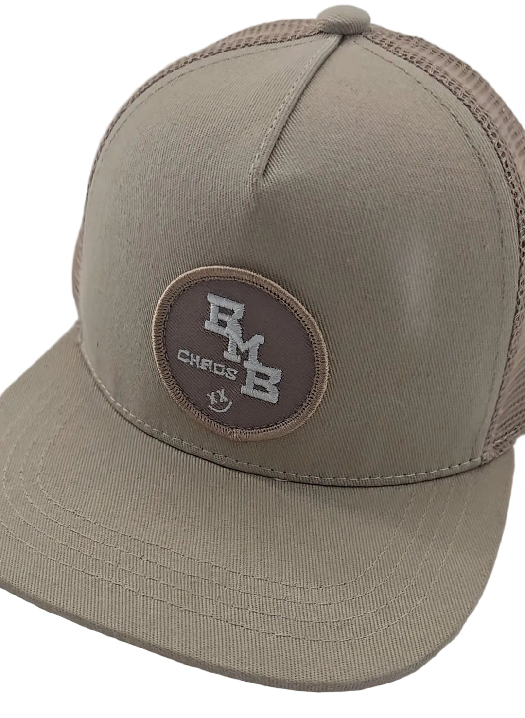 matching snapback beige cherkerboard front view