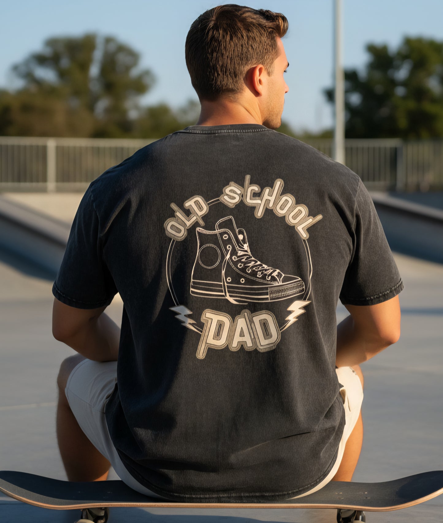 HOMMES - T-shirt délavé neige oversized : OLD SCHOOL DAD