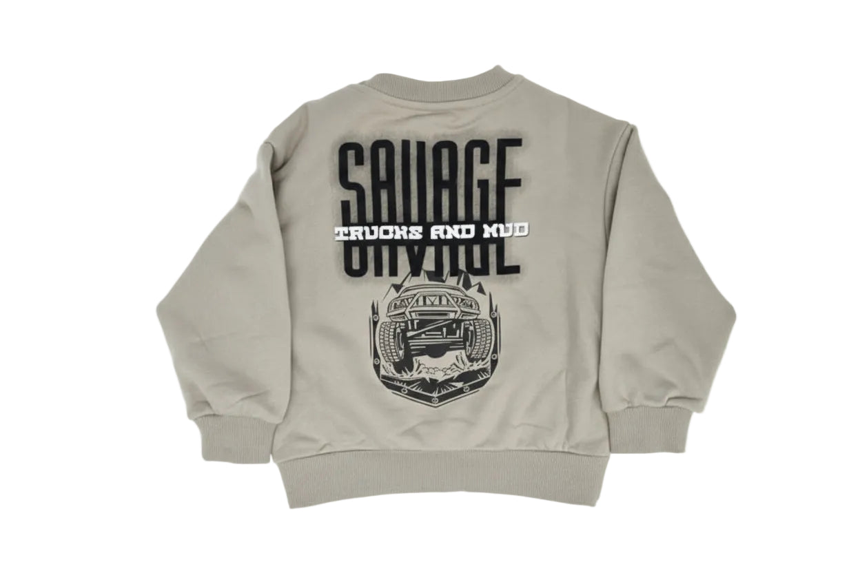 TODDLER BOY CLOTHING - TRUCKS AND MUD crewneck