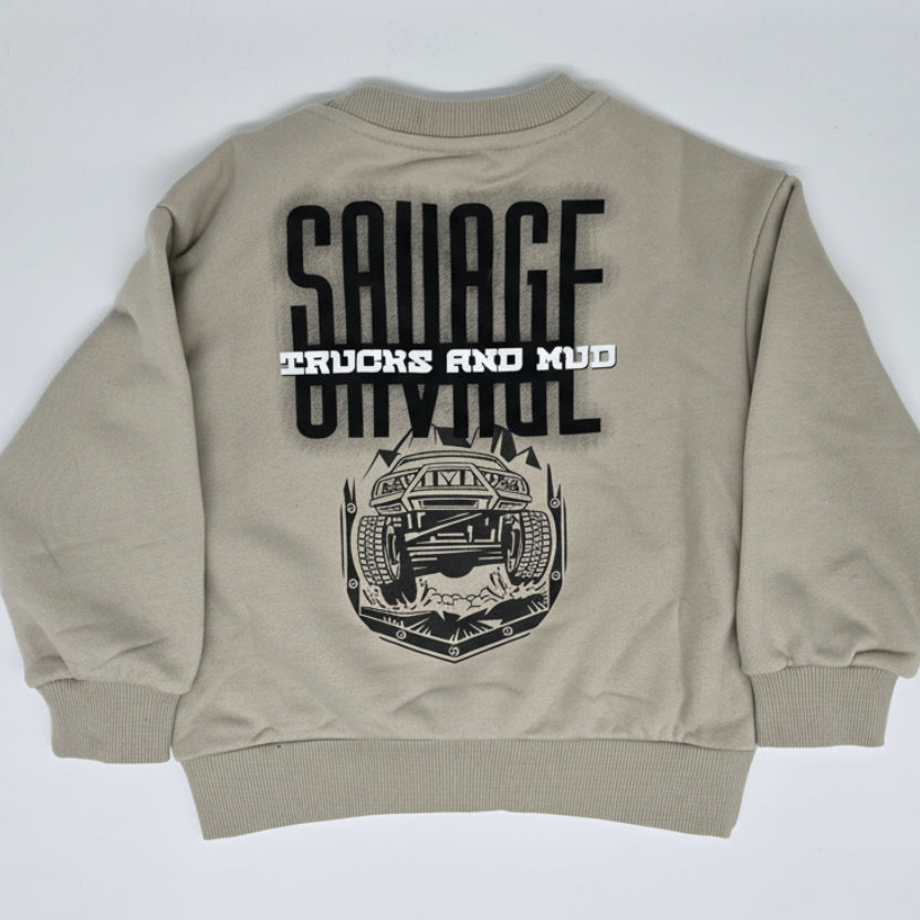 TODDLER BOY CLOTHING - TRUCKS AND MUD crewneck