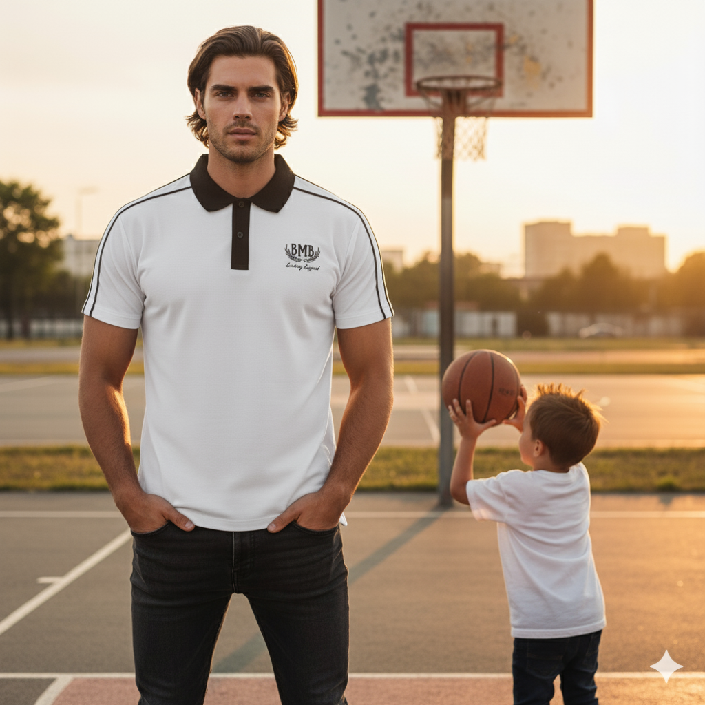 Contrast Collar Short-Sleeve Polo Shirt