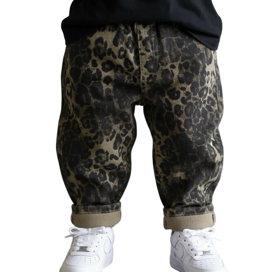 toddler boy clothing leopard denim jeans on kid