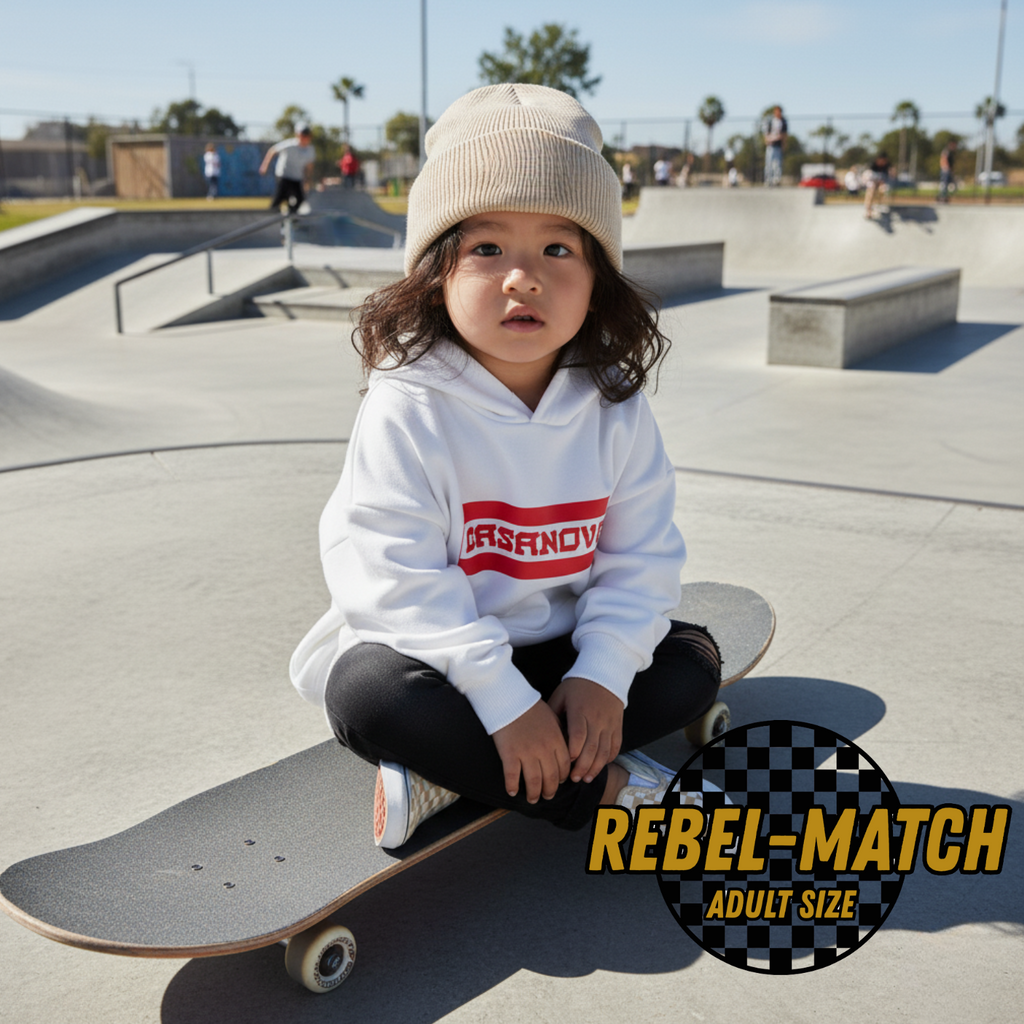 toddler boy outfit oversized casanova hoodie front view on kid