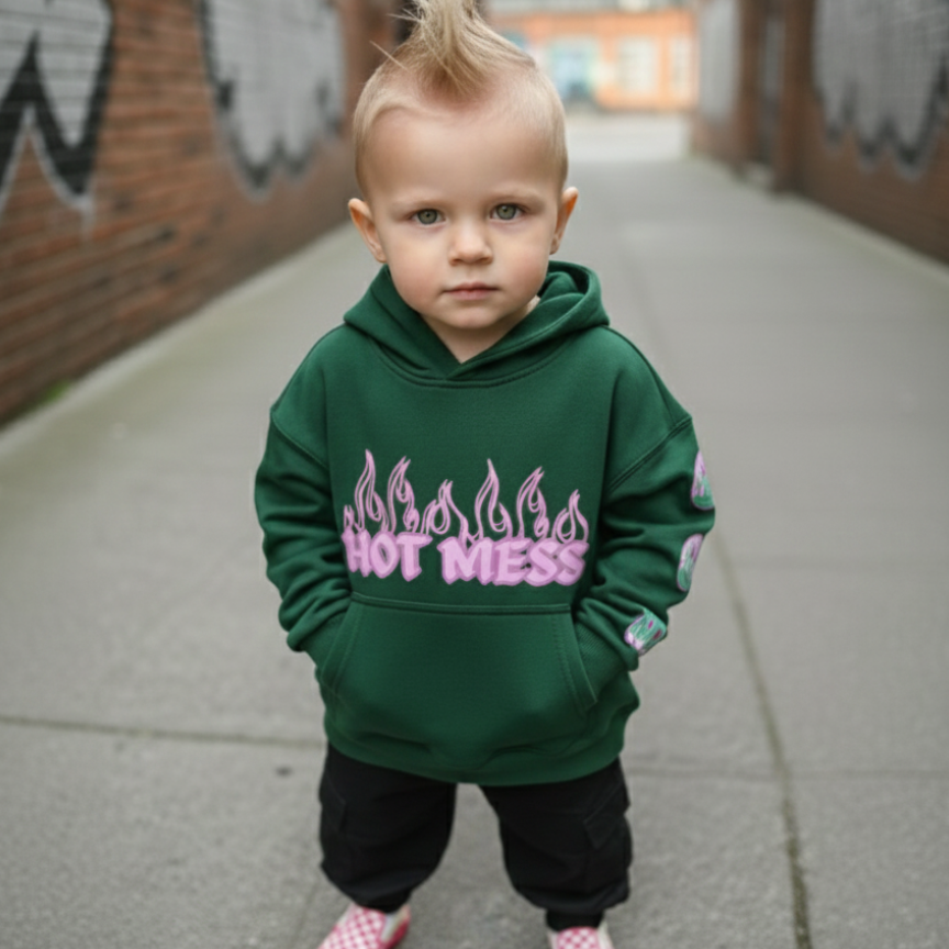toddler boy clothing oversized green hoodie badass kid