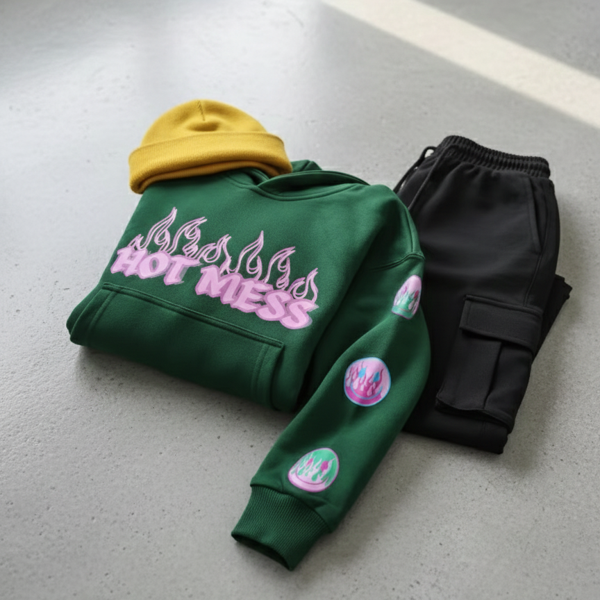 toddler boy clothing oversized green hoodie skater style outfit