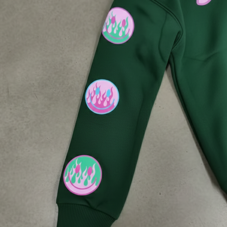 toddler boy clothing oversized green hoodie sleeve details